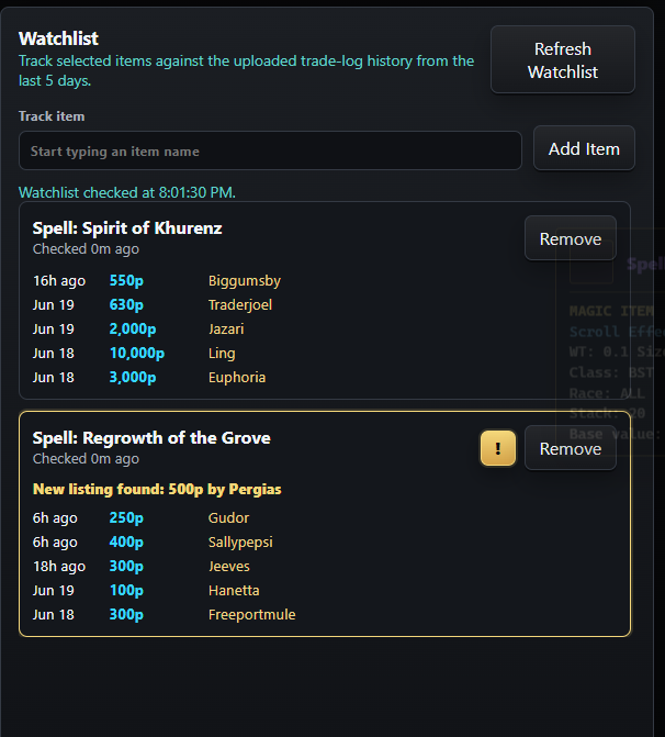 Desktop app Watchlist preview